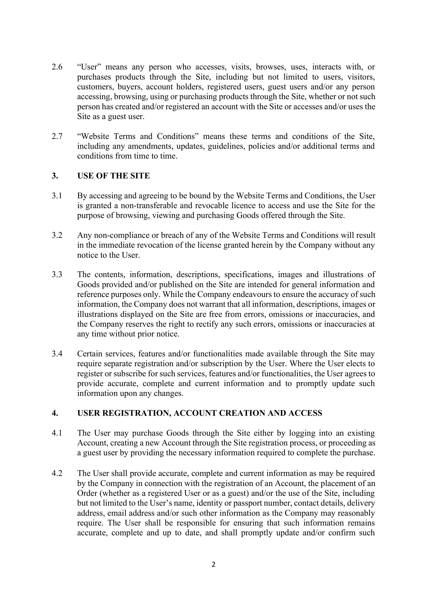 Terms & Conditions page 2