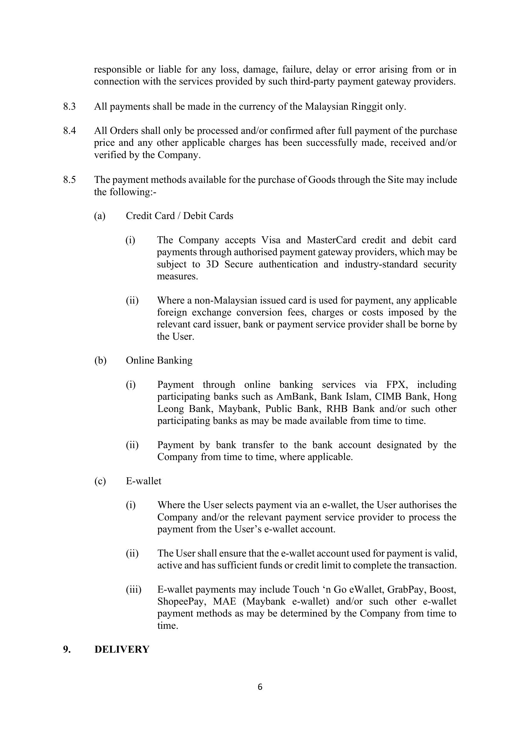 Terms & Conditions page 6