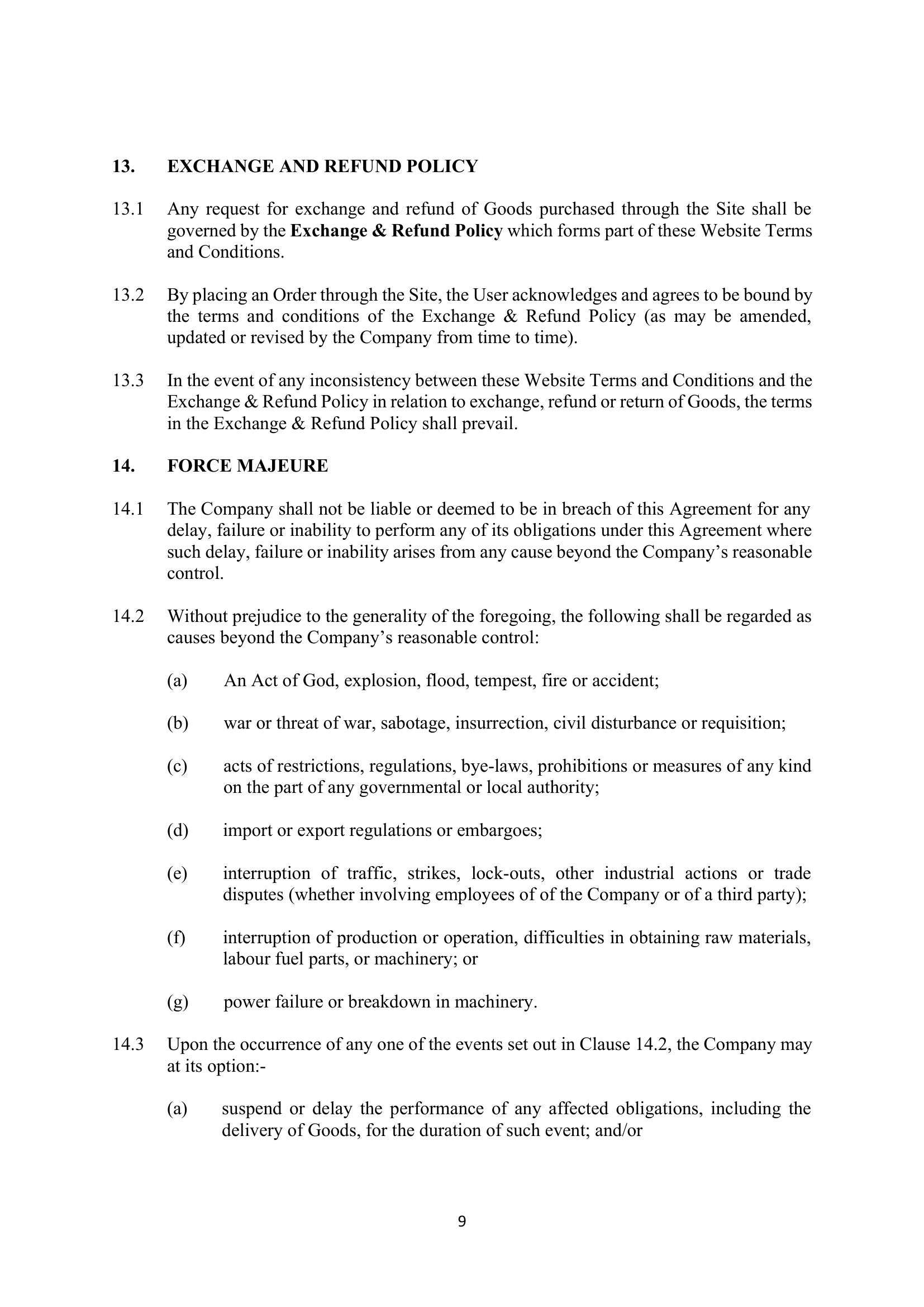 Terms & Conditions page 9