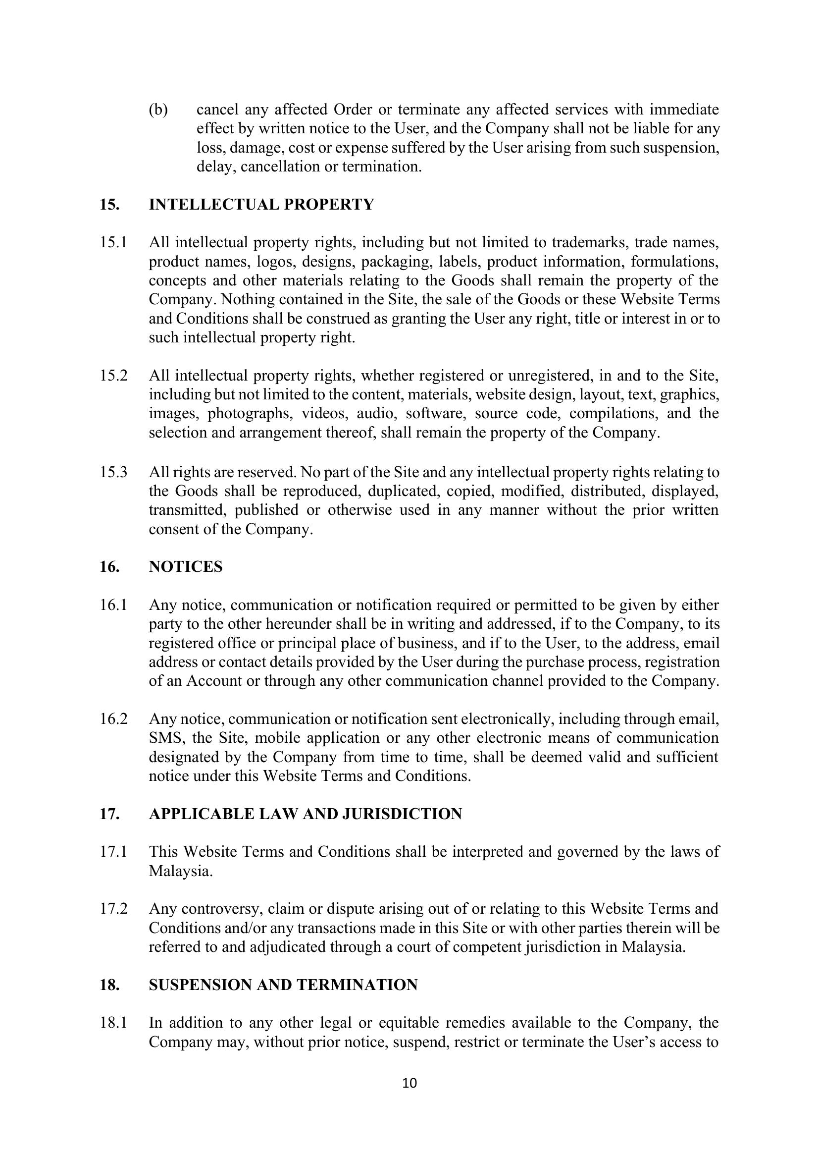 Terms & Conditions page 10